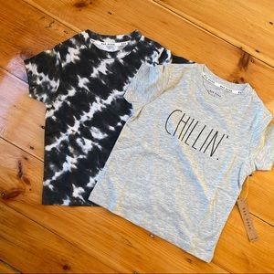 NWT Rae Dunn Boys 2-Pack Chillin T-Shirts Cotton Short Sleeve Tee Set of 2